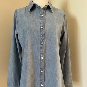J. Jill Denim Cotton Chambray Blue Button Down, XS